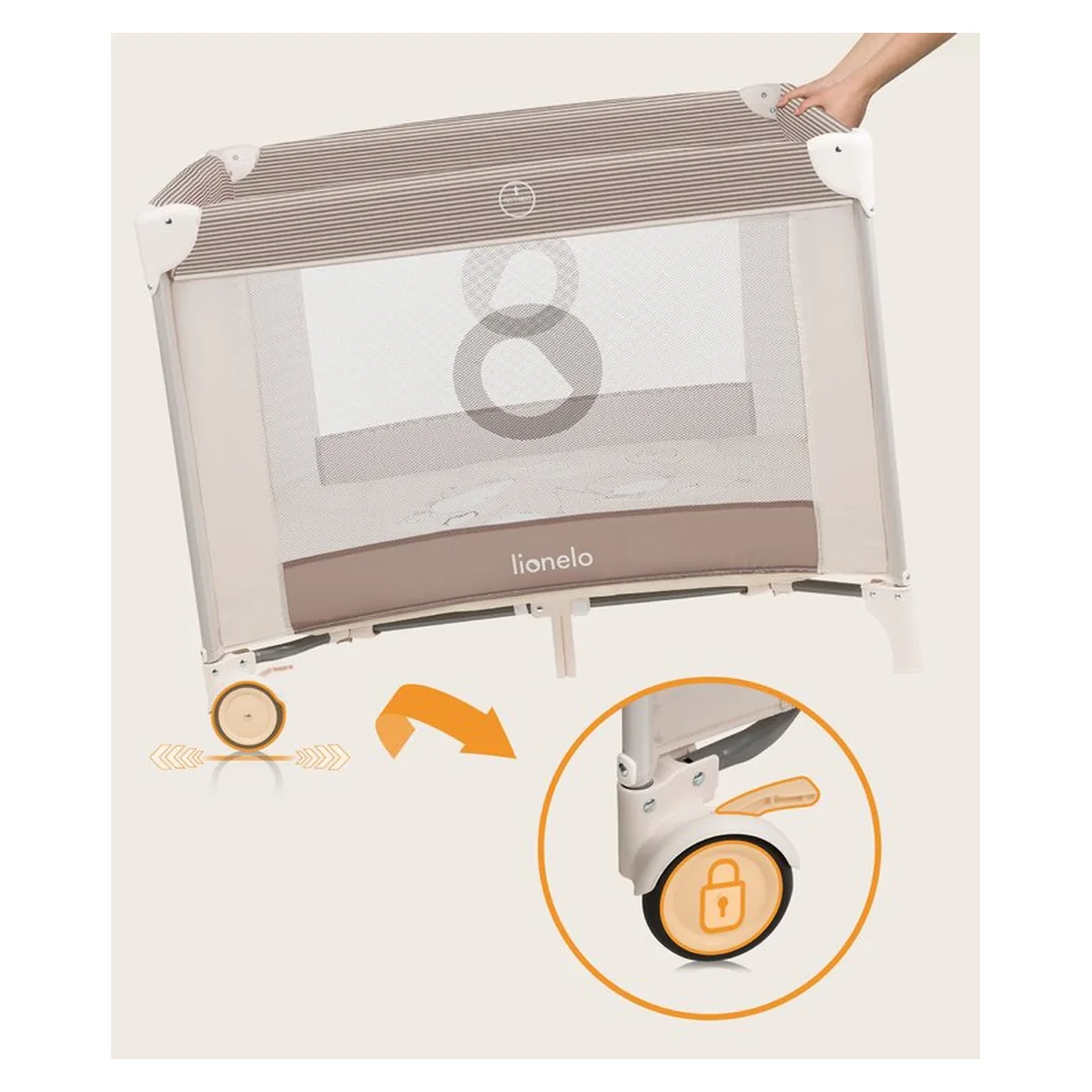 Tarc de joaca copii, Lionelo, Bonnie, Pana la 15 kg, 100 x 100 cm, Beige Sand 36 luni [17]