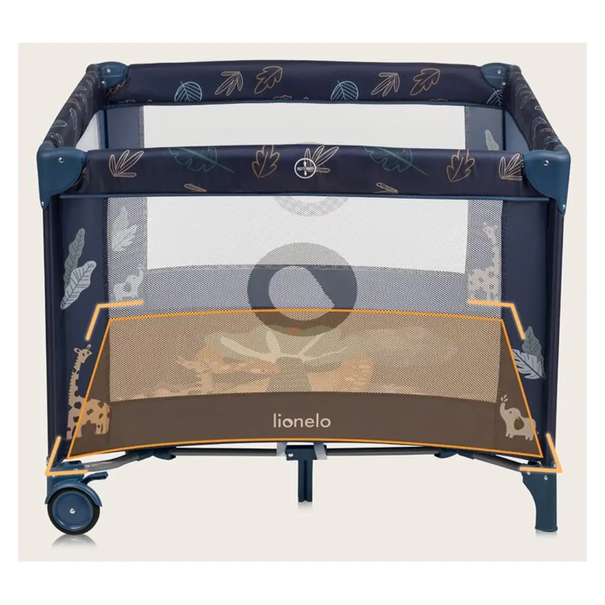 Tarc de joaca copii, Lionelo, Bonnie, Pana la 15 kg, 100 x 100 cm, Cu roti, Cu salteluta din spuma, Albastru 36 luni [15]