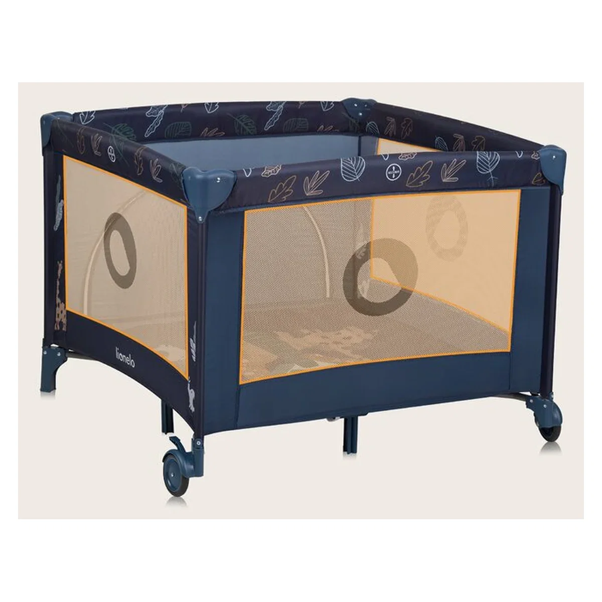 Tarc de joaca copii, Lionelo, Bonnie, Pana la 15 kg, 100 x 100 cm, Cu roti, Cu salteluta din spuma, Albastru 36 luni [18]