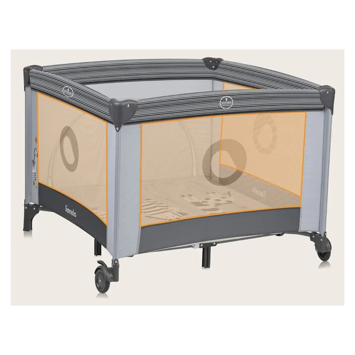 Tarc de joaca copii, Lionelo, Bonnie, Pana la 15 kg, 100 x 100 cm, Grey Stone 36 luni [18]