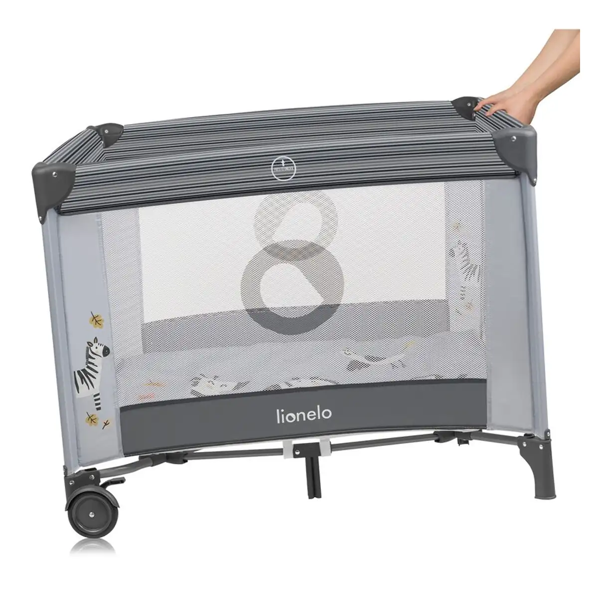 Tarc de joaca copii, Lionelo, Bonnie, Pana la 15 kg, 100 x 100 cm, Grey Stone 36 luni [4]