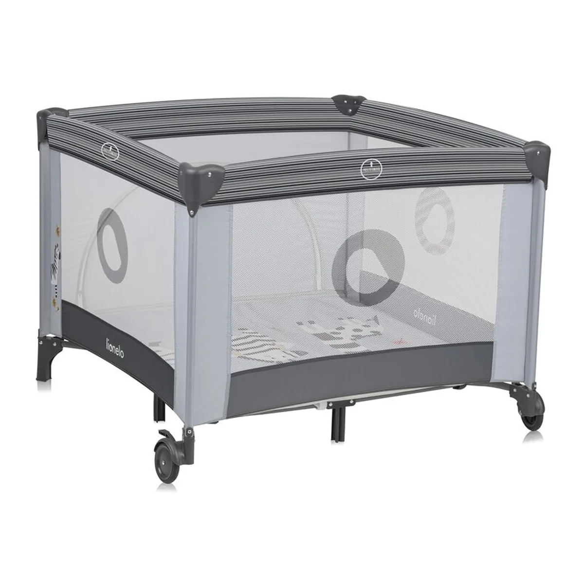 Tarc de joaca copii, Lionelo, Bonnie, Pana la 15 kg, 100 x 100 cm, Grey Stone 36 luni [5]