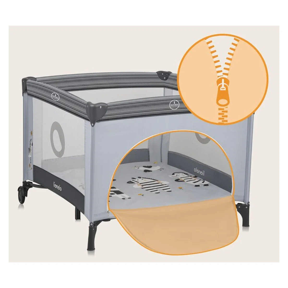 Tarc de joaca copii, Lionelo, Bonnie, Pana la 15 kg, 100 x 100 cm, Grey Stone 36 luni [19]