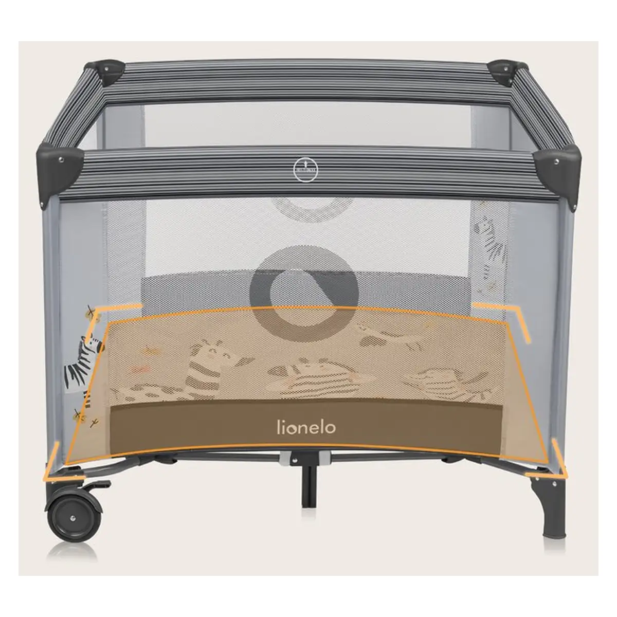 Tarc de joaca copii, Lionelo, Bonnie, Pana la 15 kg, 100 x 100 cm, Grey Stone 36 luni [15]