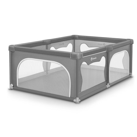 Tarc de joaca copii, Lionelo, Willow, 127x187 cm, Pliere compacta, Include geanta de transport, Din plasa, Cu doua intrari laterale si fermoar, Cu ventuze pentru stabilitate, Gri [3]