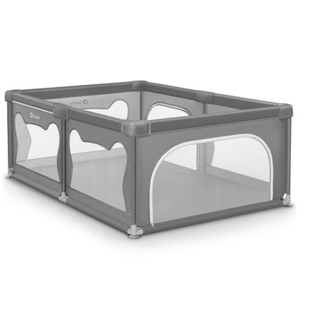 Tarc de joaca copii, Lionelo, Willow, 127x187 cm, Pliere compacta, Include geanta de transport, Din plasa, Cu doua intrari laterale si fermoar, Cu ventuze pentru stabilitate, Gri [2]