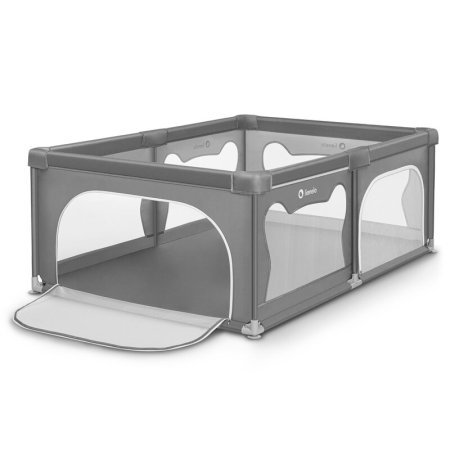 Tarc de joaca copii, Lionelo, Willow, 127x187 cm, Pliere compacta, Include geanta de transport, Din plasa, Cu doua intrari laterale si fermoar, Cu ventuze pentru stabilitate, Gri [4]