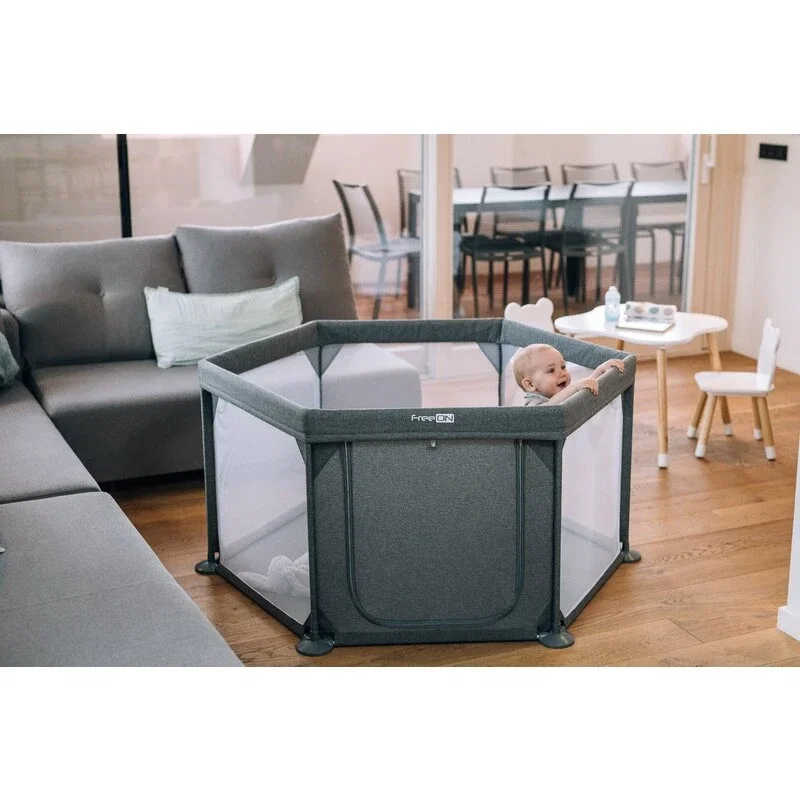 Tarc de joaca pentru bebe, Hexagonal 117 x 67 x 67 cm Grey FreeON [2]