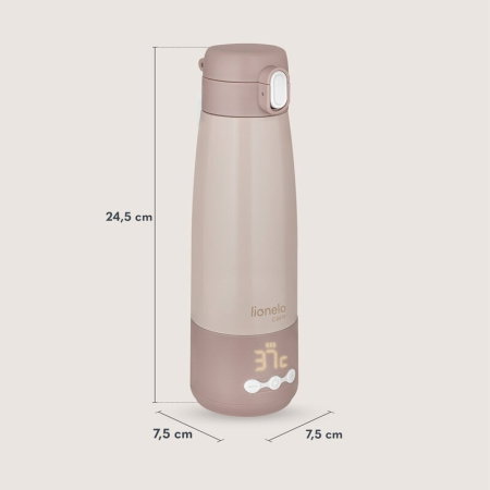 Termos inteligent cu incalzire, Lionelo, ThermUp Bottle, Incalzeste in 3.5 min, Mentine temperatura pana la 20 h, Capacitate 350 ml, USB-C, 5 setari de temperatura: 37-55°C, Roz nude [8]