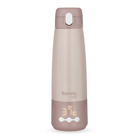 Termosuri - Termos inteligent cu incalzire, Lionelo, ThermUp Bottle, Incalzeste in 3.5 min, Mentine temperatura pana la 20 h, Capacitate 350 ml, USB-C, 5 setari de temperatura: 37-55°C, Roz nude