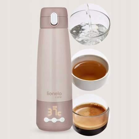Termos inteligent cu incalzire, Lionelo, ThermUp Bottle, Incalzeste in 3.5 min, Mentine temperatura pana la 20 h, Capacitate 350 ml, USB-C, 5 setari de temperatura: 37-55°C, Roz nude [10]