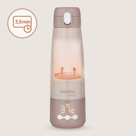 Termos inteligent cu incalzire, Lionelo, ThermUp Bottle, Incalzeste in 3.5 min, Mentine temperatura pana la 20 h, Capacitate 350 ml, USB-C, 5 setari de temperatura: 37-55°C, Roz nude [17]