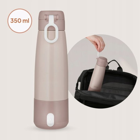 Termos inteligent cu incalzire, Lionelo, ThermUp Bottle, Incalzeste in 3.5 min, Mentine temperatura pana la 20 h, Capacitate 350 ml, USB-C, 5 setari de temperatura: 37-55°C, Roz nude [14]