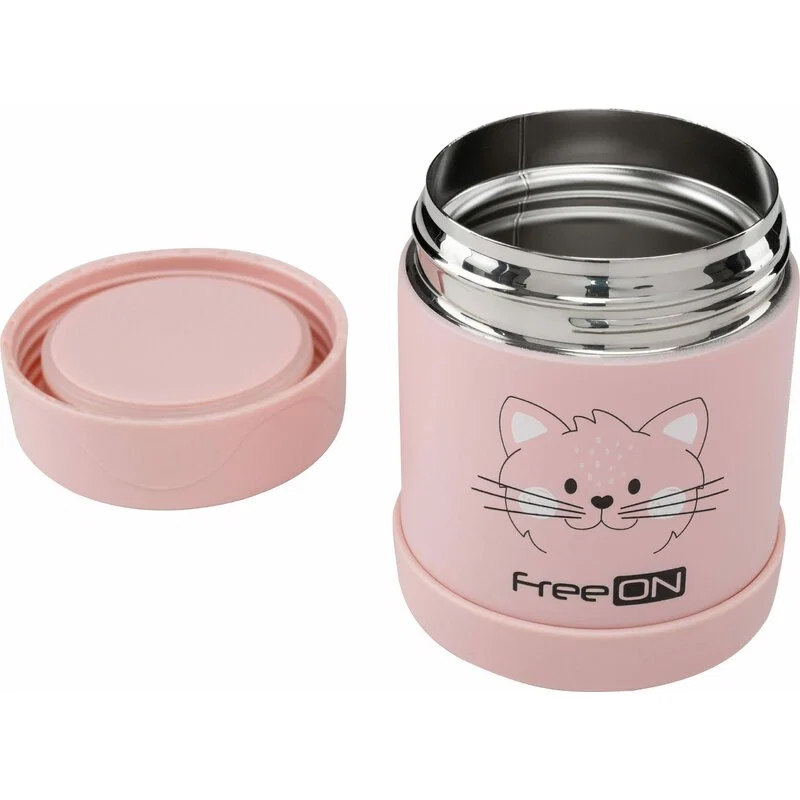 Termosuri - Termos pentru alimente solide, Din otel inoxidabil - Pink Kitty FreeON 0 luni+