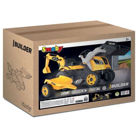 Tractor cu pedale si remorca Smoby Builder Max, Galben [7]
