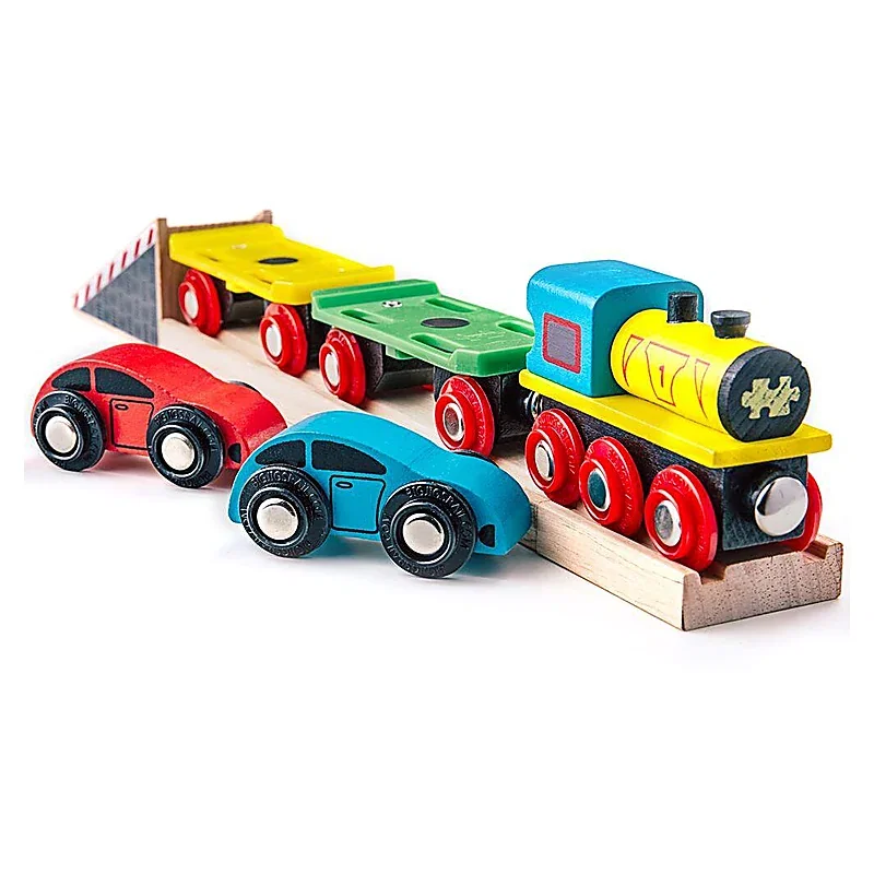 Trenulet cu platforma auto BIGJIGS Toys 3 ani [1]
