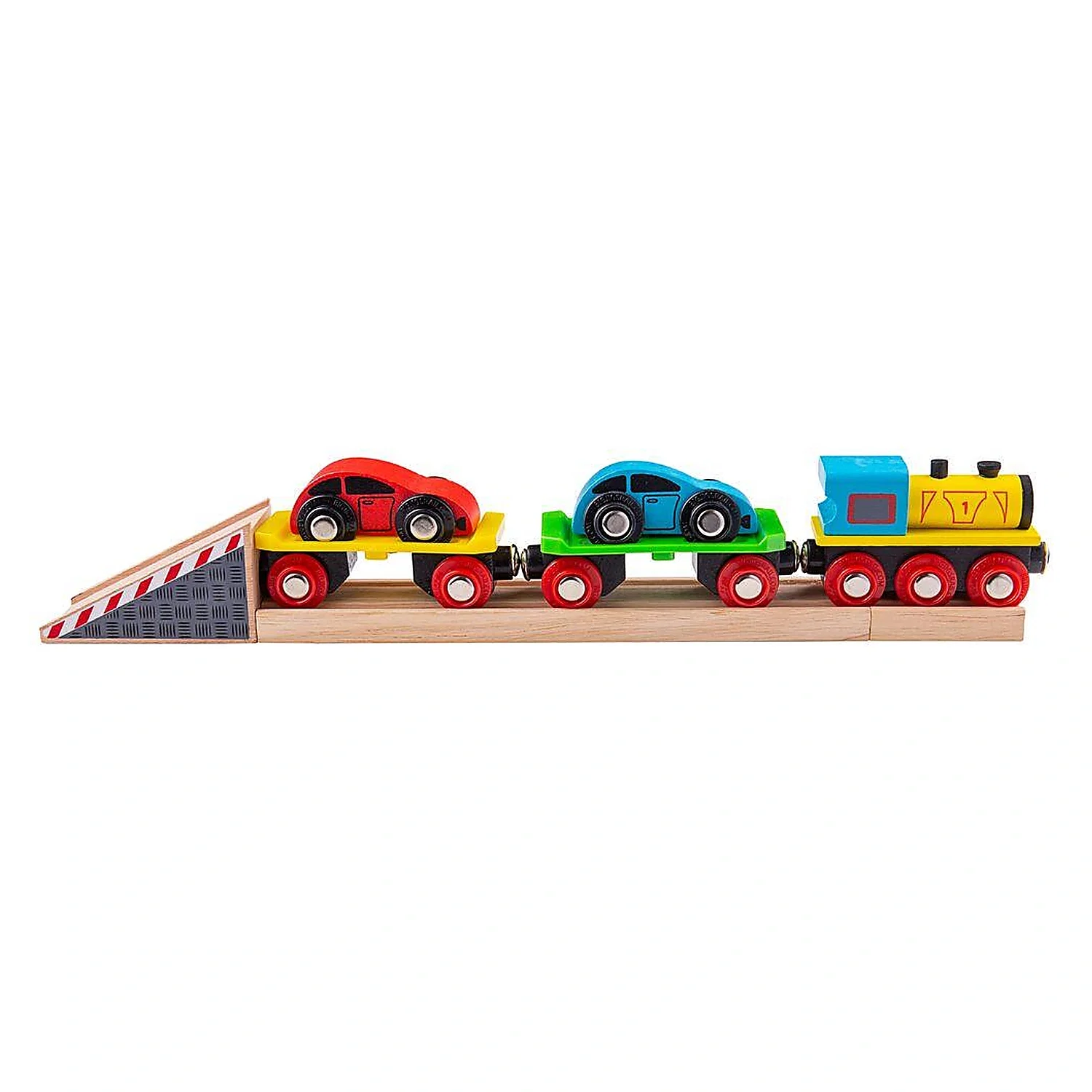 Trenulete si accesorii - Trenulet cu platforma auto BIGJIGS Toys 3 ani