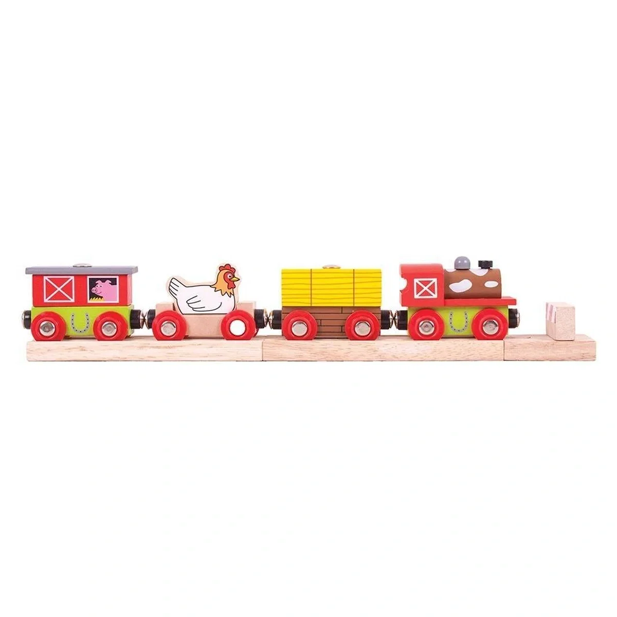 Trenulete si accesorii - Trenuletul fermei vesele BIGJIGS Toys 3 ani+