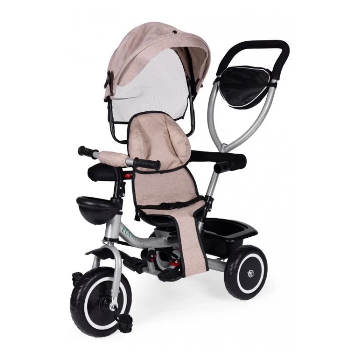 Tricicleta 2 in 1 , scaun rotativ 360°, Ecotoys WQL-066-52 - Bej 6 luni [6]