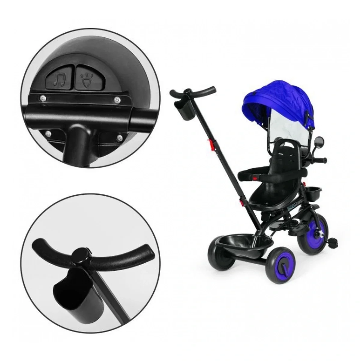 Tricicleta 3 in 1 , scaun rotativ 360°, roti din spuma EVA, Ecotoys WQL-066-51 - Albastru 6 luni [11]