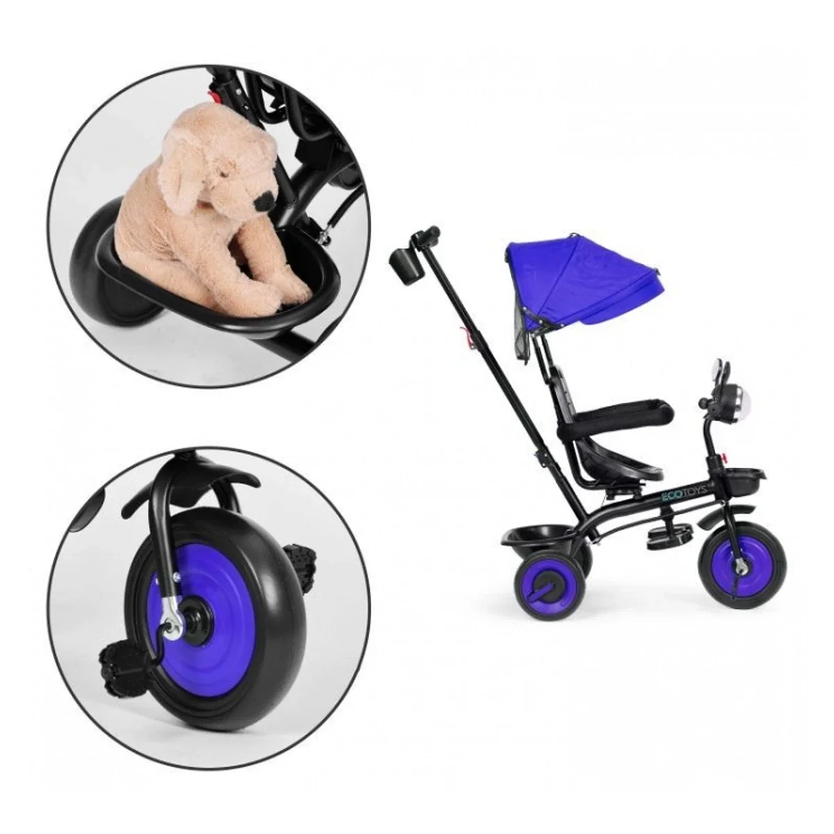 Tricicleta 3 in 1 , scaun rotativ 360°, roti din spuma EVA, Ecotoys WQL-066-51 - Albastru 6 luni [12]
