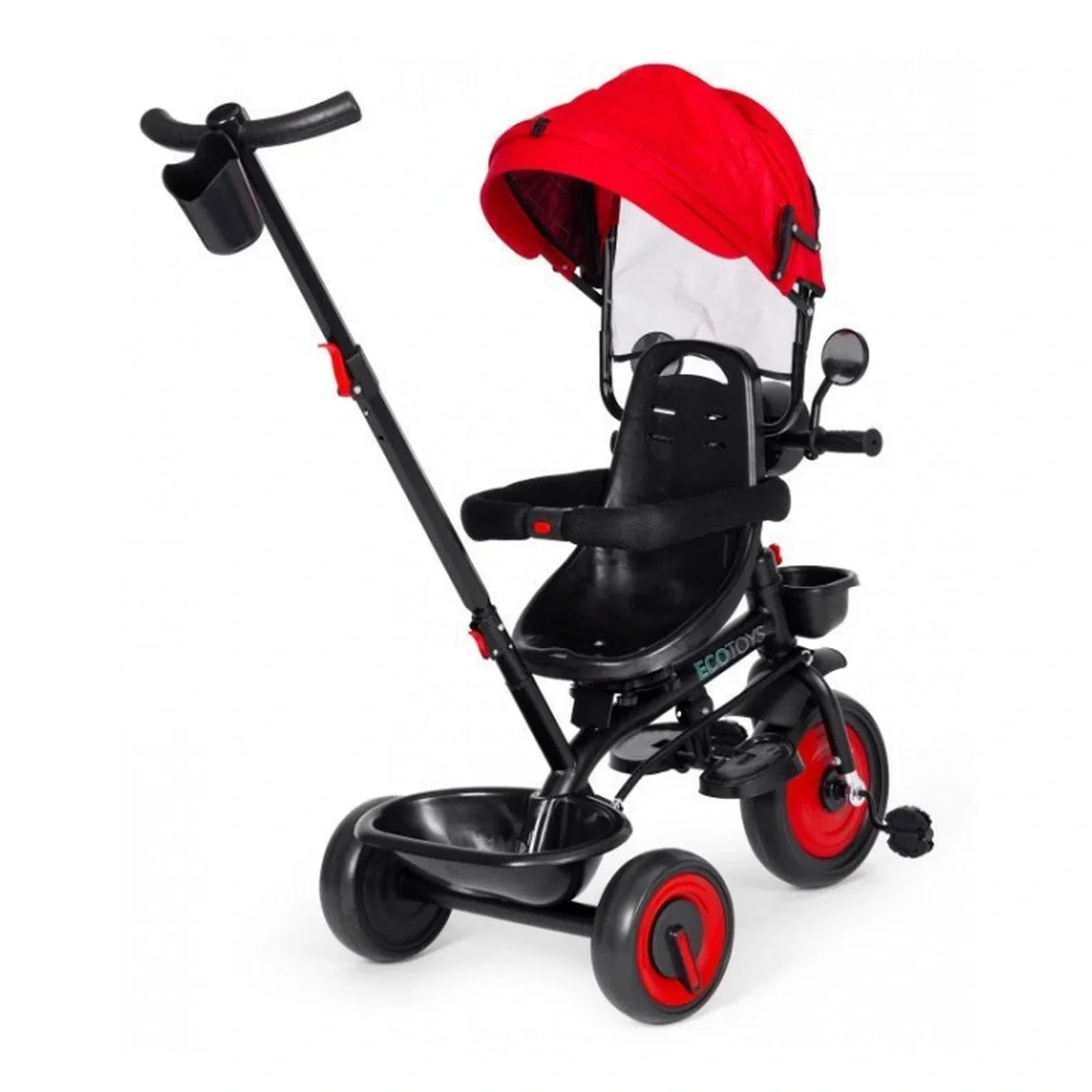 Tricicleta 3 in 1 , scaun rotativ 360°, roti din spuma EVA, Ecotoys WQL-066-51 - Rosu 6 luni [4]