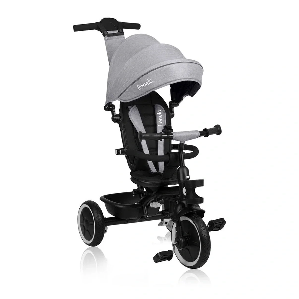 Tricicleta copii, Lionelo, Berry, 2 in 1, Multifunctionala, Scaun reversibil, Rotire 360 grade, Gri 9 luni [3]