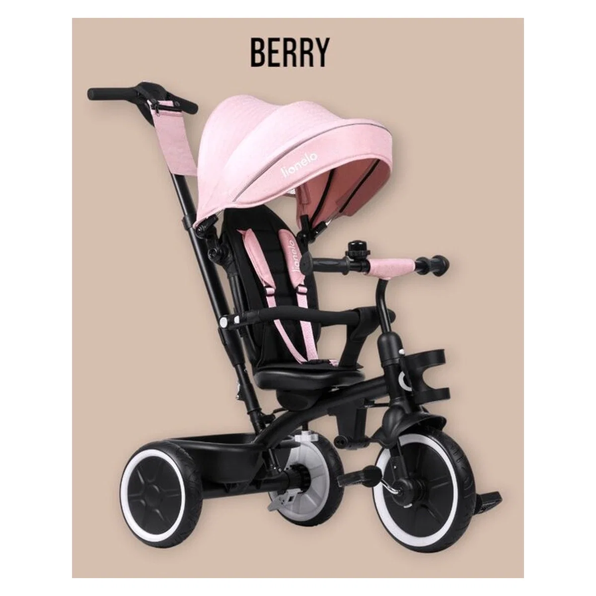 Tricicleta copii, Lionelo, Berry, 2 in 1, Multifunctionala, Scaun reversibil, Rotire 360 grade, Roz 9 luni [39]