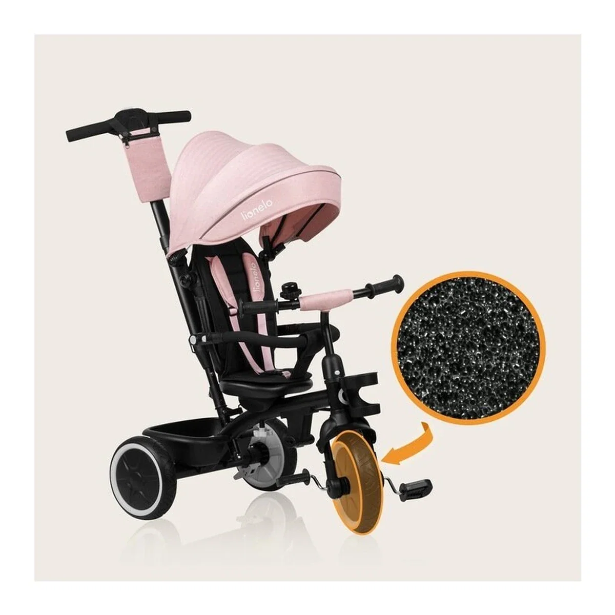 Tricicleta copii, Lionelo, Berry, 2 in 1, Multifunctionala, Scaun reversibil, Rotire 360 grade, Roz 9 luni [30]
