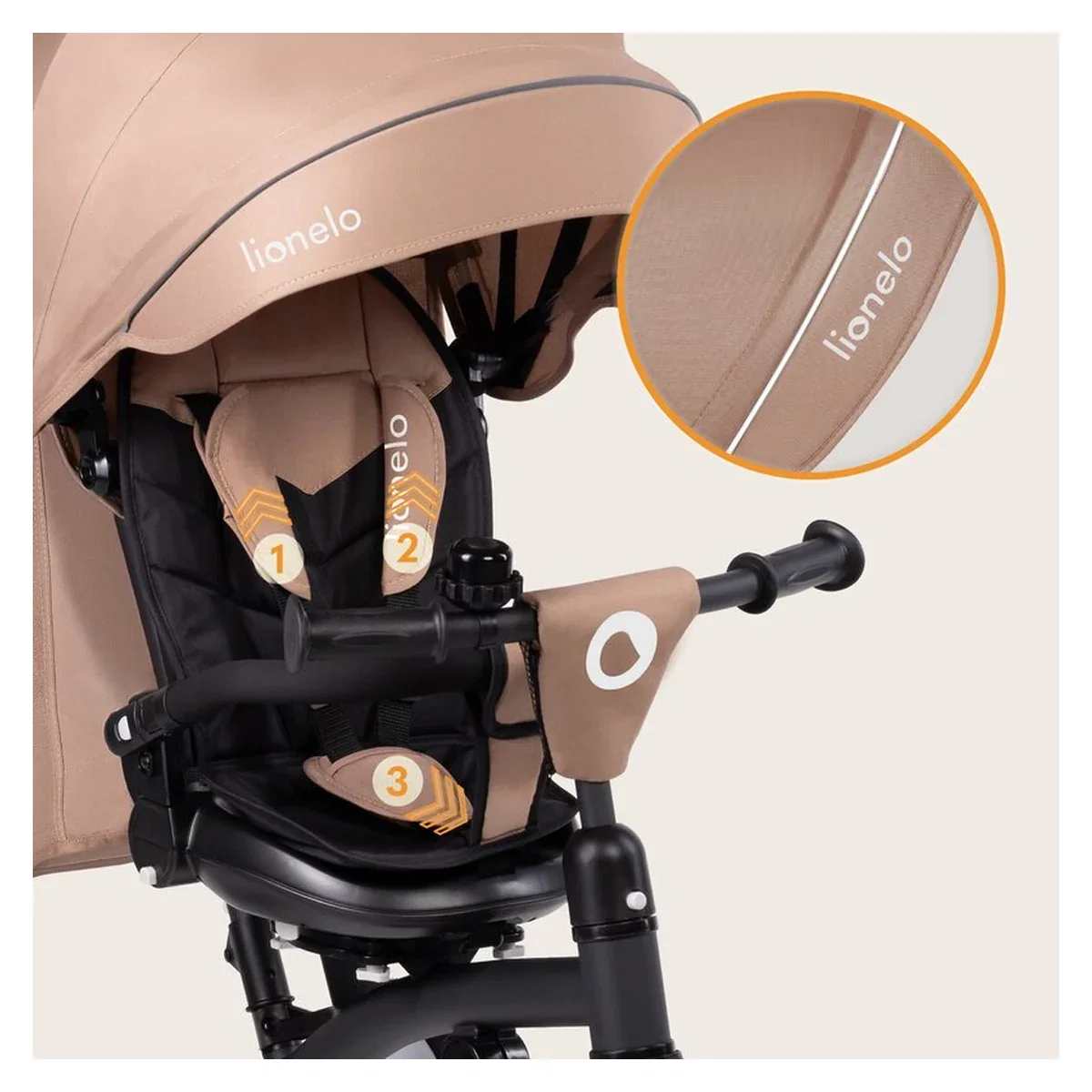 Tricicleta copii, Lionelo, Tris Plus, Ultrapliabila, Scaun reversibil, Beige sand 9 luni [36]