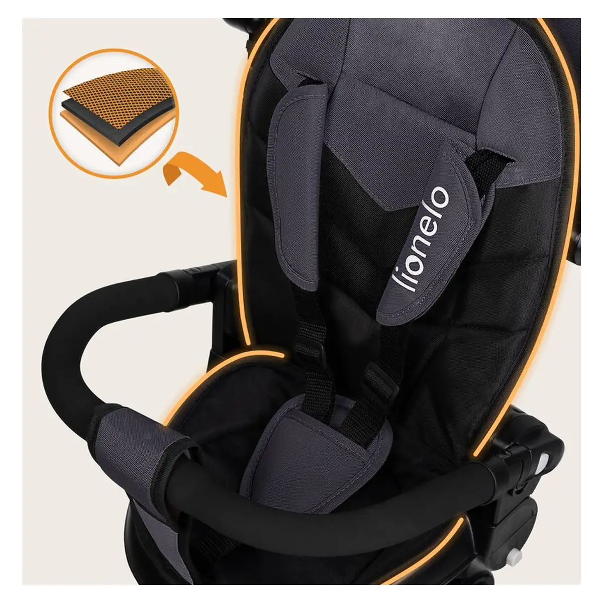 Tricicleta copii, Lionelo, Tris Plus, Ultrapliabila, Scaun reversibil, Grey stone 9 luni [30]