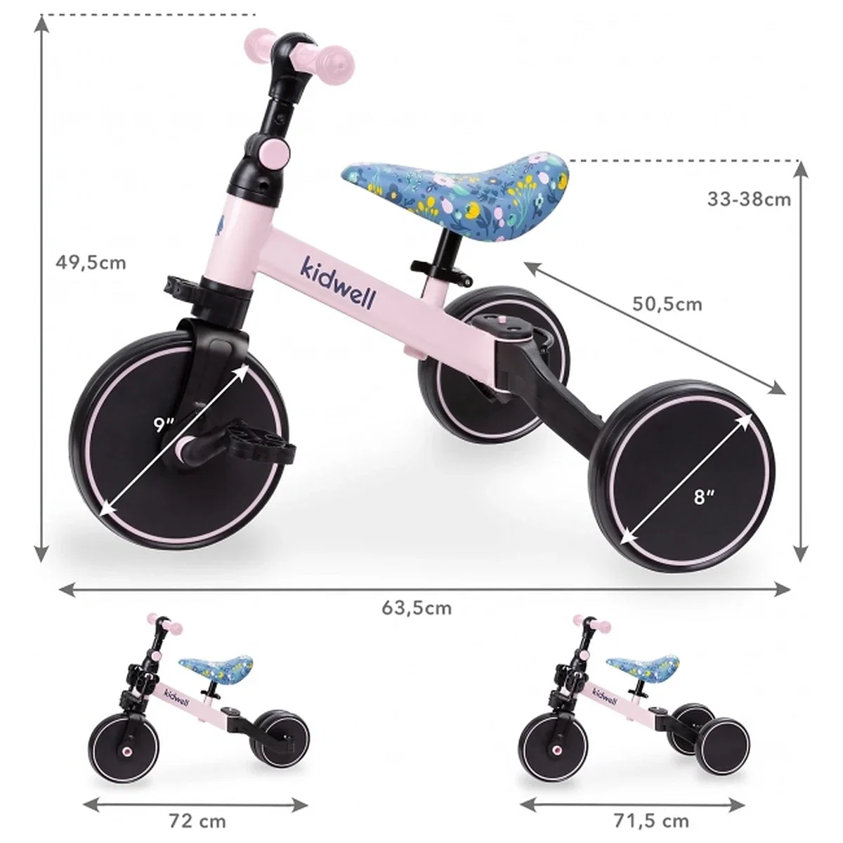 Tricicleta cu pedale 3 in 1 Kidwell Pico Spring Flower 2 ani+ [13]