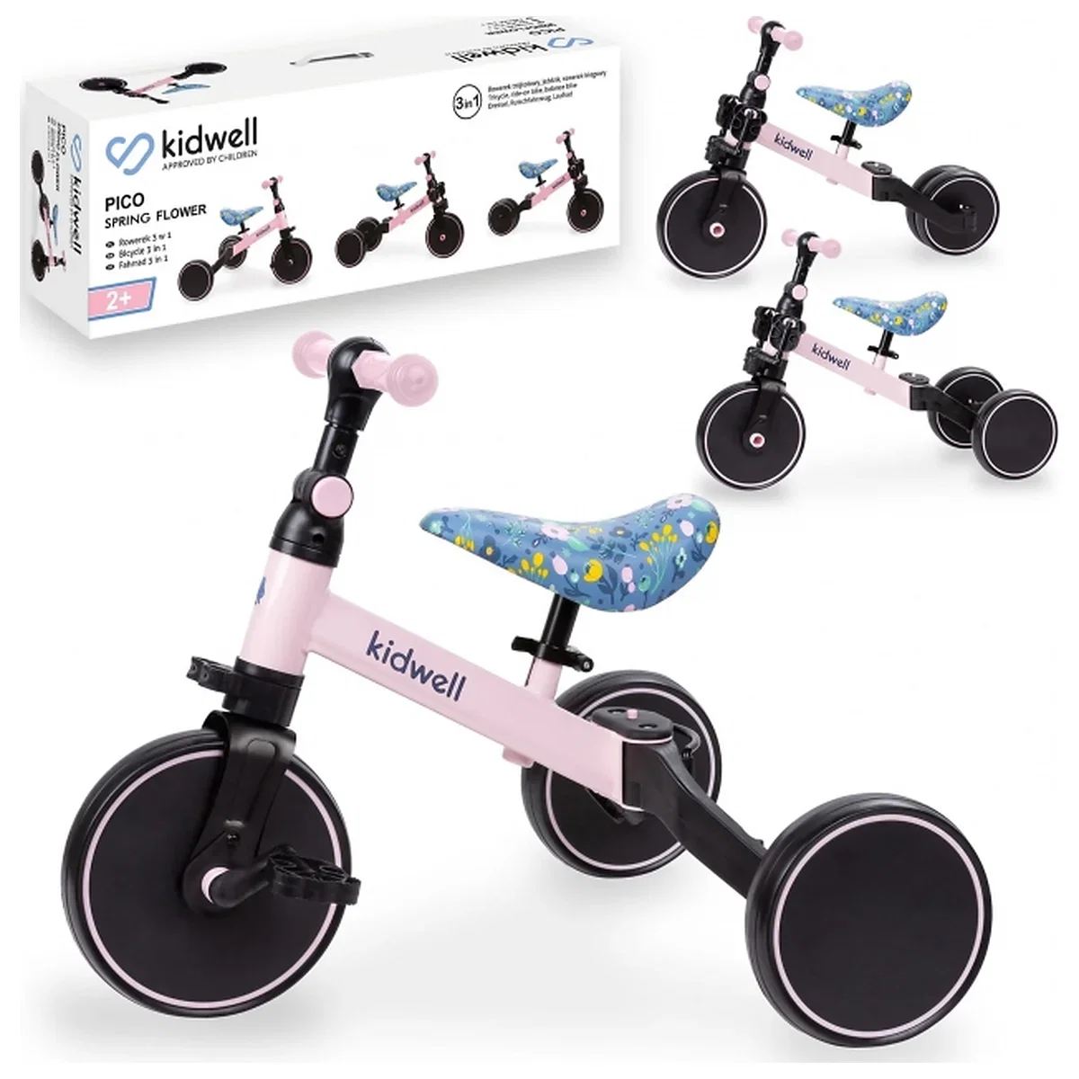 Tricicleta cu pedale 3 in 1 Kidwell Pico Spring Flower 2 ani+ [4]