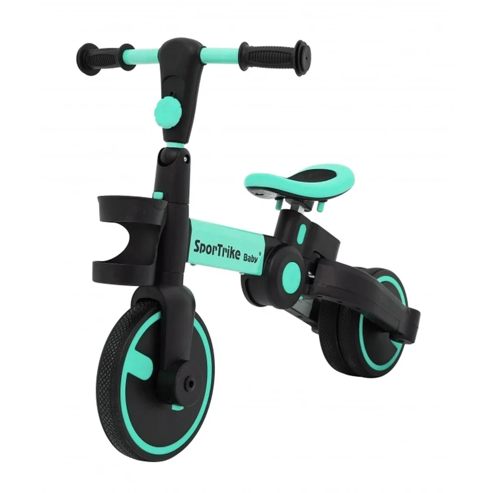 Tricicleta cu pedale 3 in 1 si roti din cauciuc SporTrike - Albastru [9]