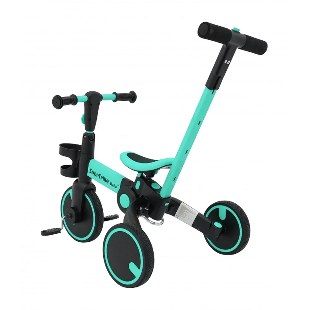 Tricicleta cu pedale 3 in 1 si roti din cauciuc SporTrike - Albastru [1]