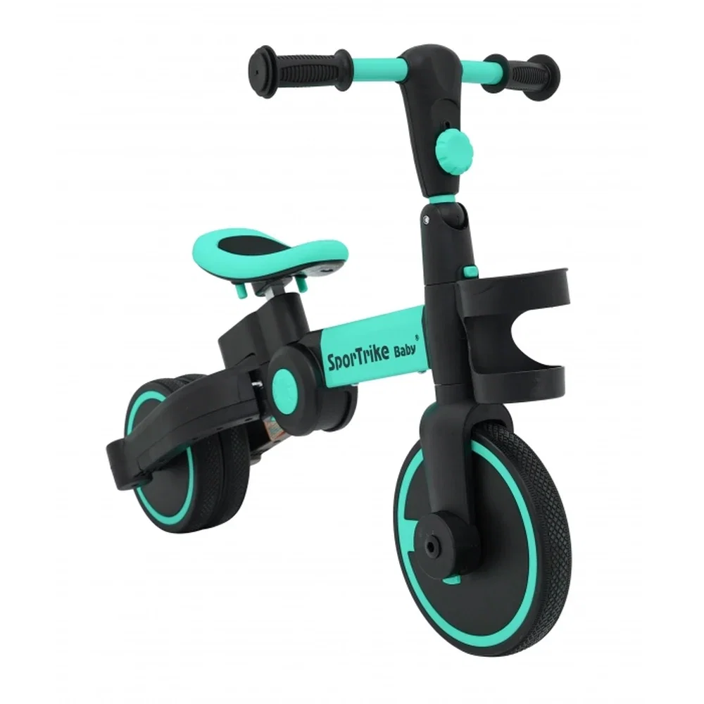 Tricicleta cu pedale 3 in 1 si roti din cauciuc SporTrike - Albastru [3]