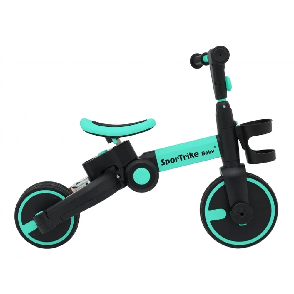 Tricicleta cu pedale 3 in 1 si roti din cauciuc SporTrike - Albastru [11]