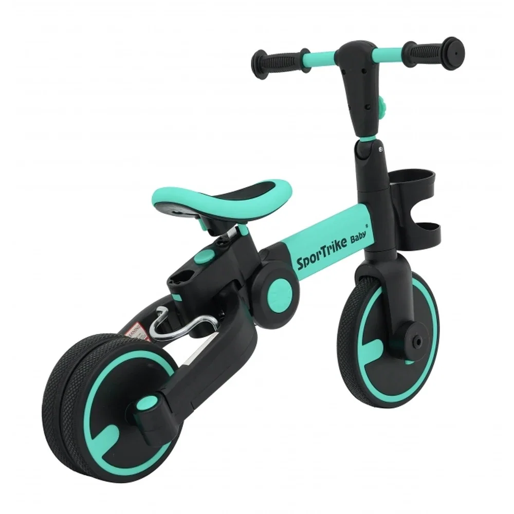 Tricicleta cu pedale 3 in 1 si roti din cauciuc SporTrike - Albastru [10]