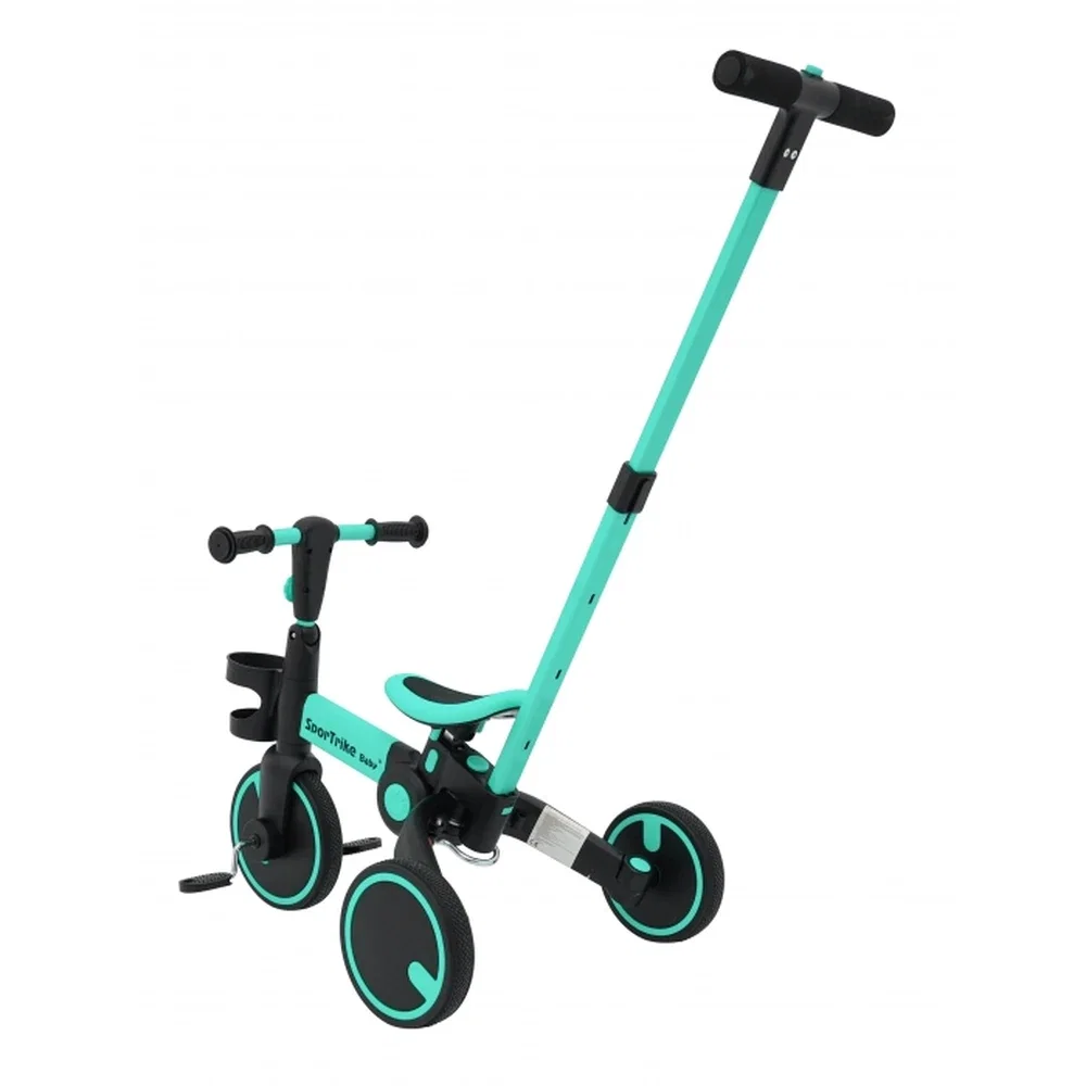 Tricicleta cu pedale 3 in 1 si roti din cauciuc SporTrike - Albastru [12]