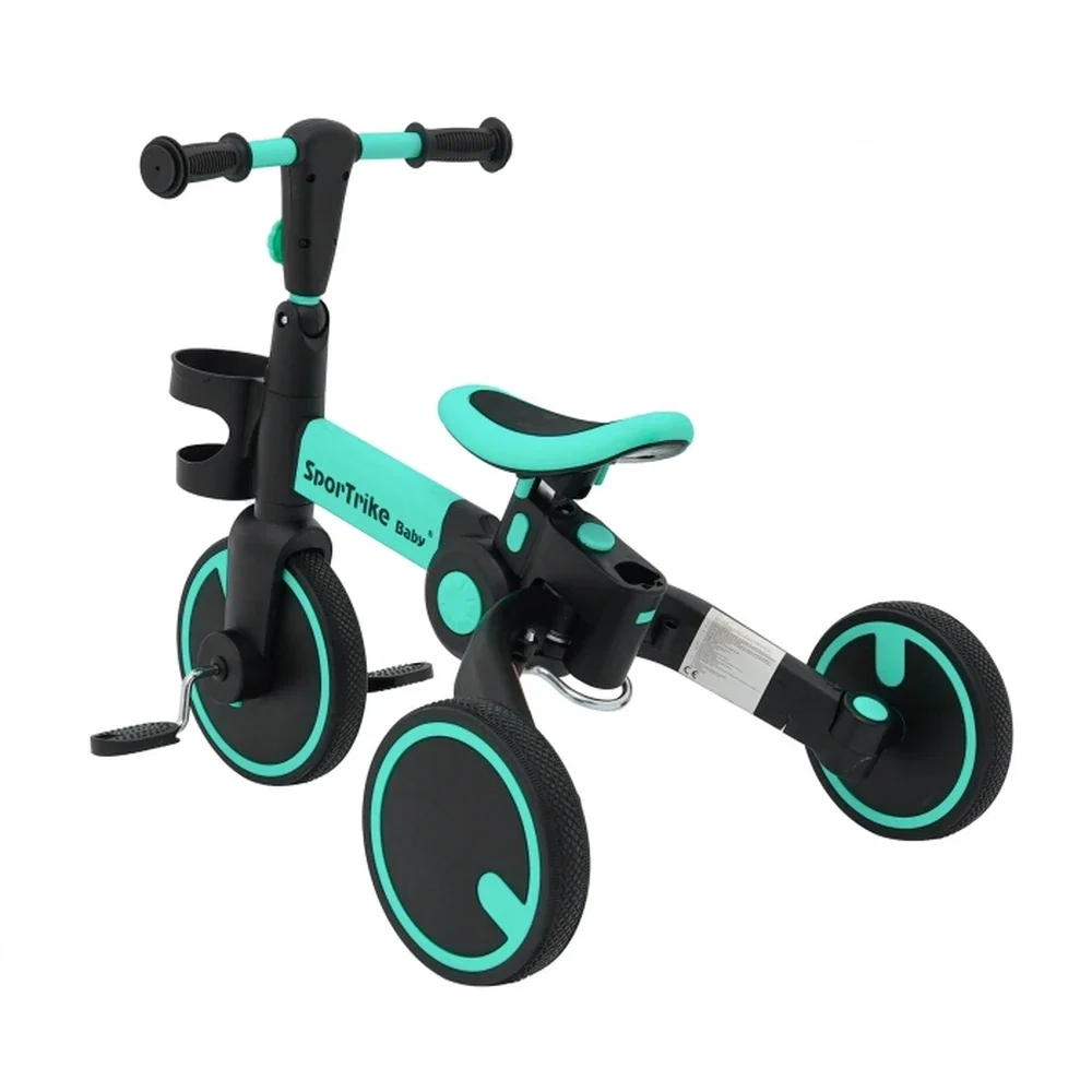 Tricicleta cu pedale 3 in 1 si roti din cauciuc SporTrike - Albastru [18]