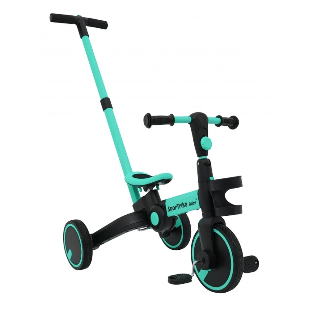 Tricicleta cu pedale 3 in 1 si roti din cauciuc SporTrike - Albastru [17]