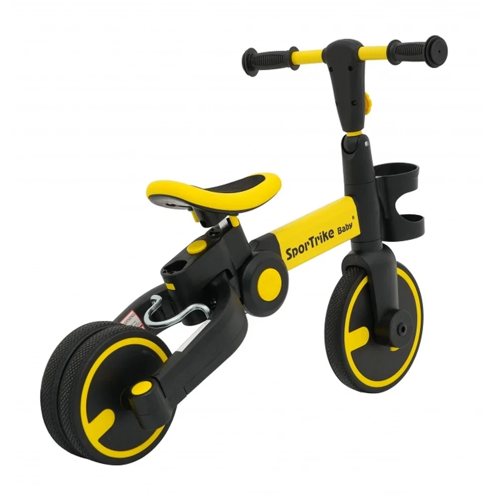 Tricicleta cu pedale 3 in 1 si roti din cauciuc SporTrike - Galben [10]