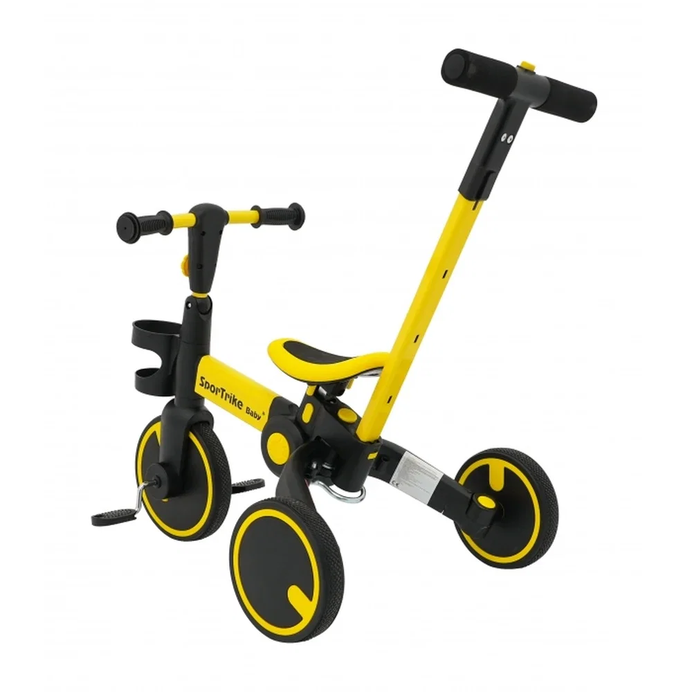 Tricicleta cu pedale 3 in 1 si roti din cauciuc SporTrike - Galben [13]