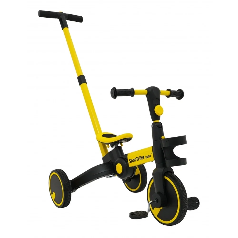 Tricicleta cu pedale 3 in 1 si roti din cauciuc SporTrike - Galben [1]