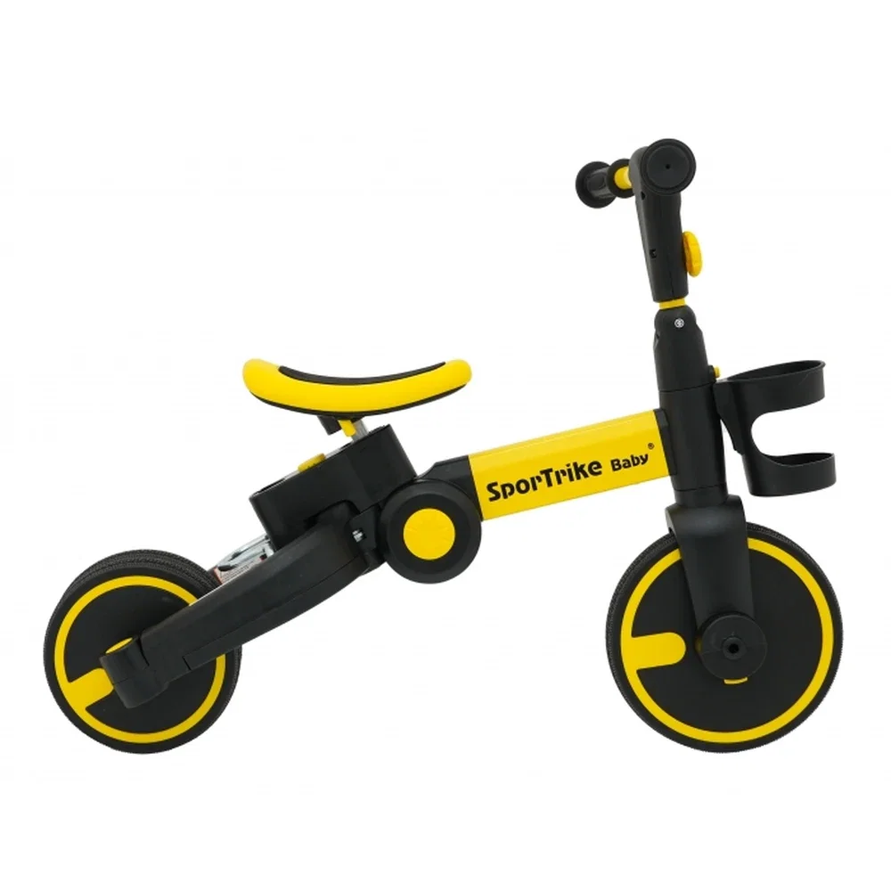 Tricicleta cu pedale 3 in 1 si roti din cauciuc SporTrike - Galben [11]