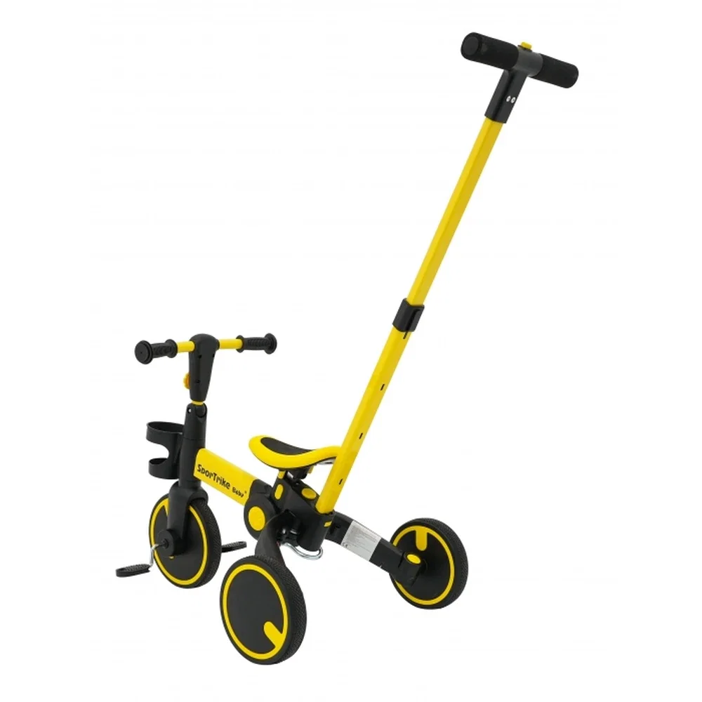 Tricicleta cu pedale 3 in 1 si roti din cauciuc SporTrike - Galben [14]