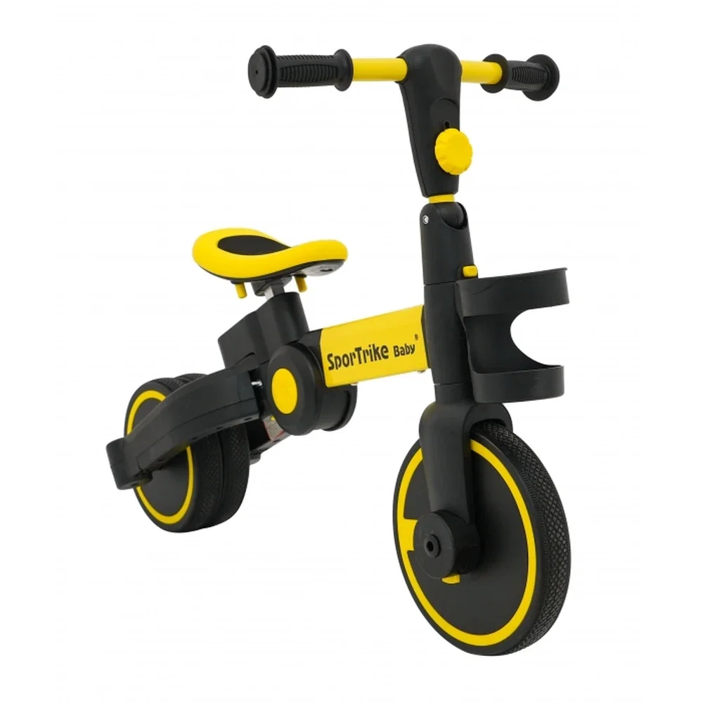 Tricicleta cu pedale 3 in 1 si roti din cauciuc SporTrike - Galben [12]