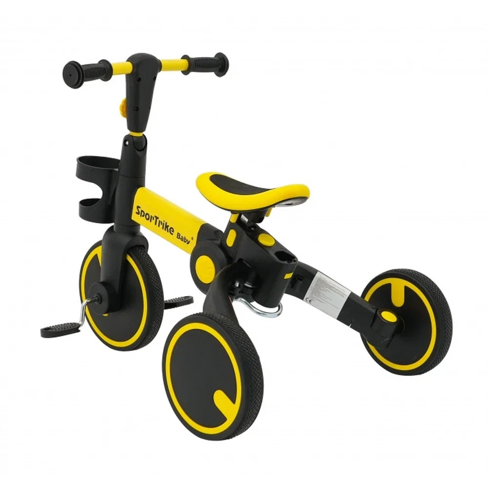 Tricicleta cu pedale 3 in 1 si roti din cauciuc SporTrike - Galben [3]