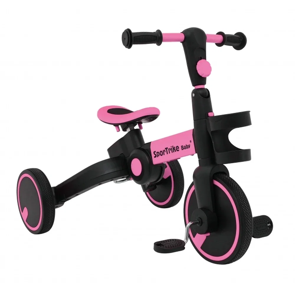 Tricicleta cu pedale 3 in 1 si roti din cauciuc SporTrike - Roz [3]