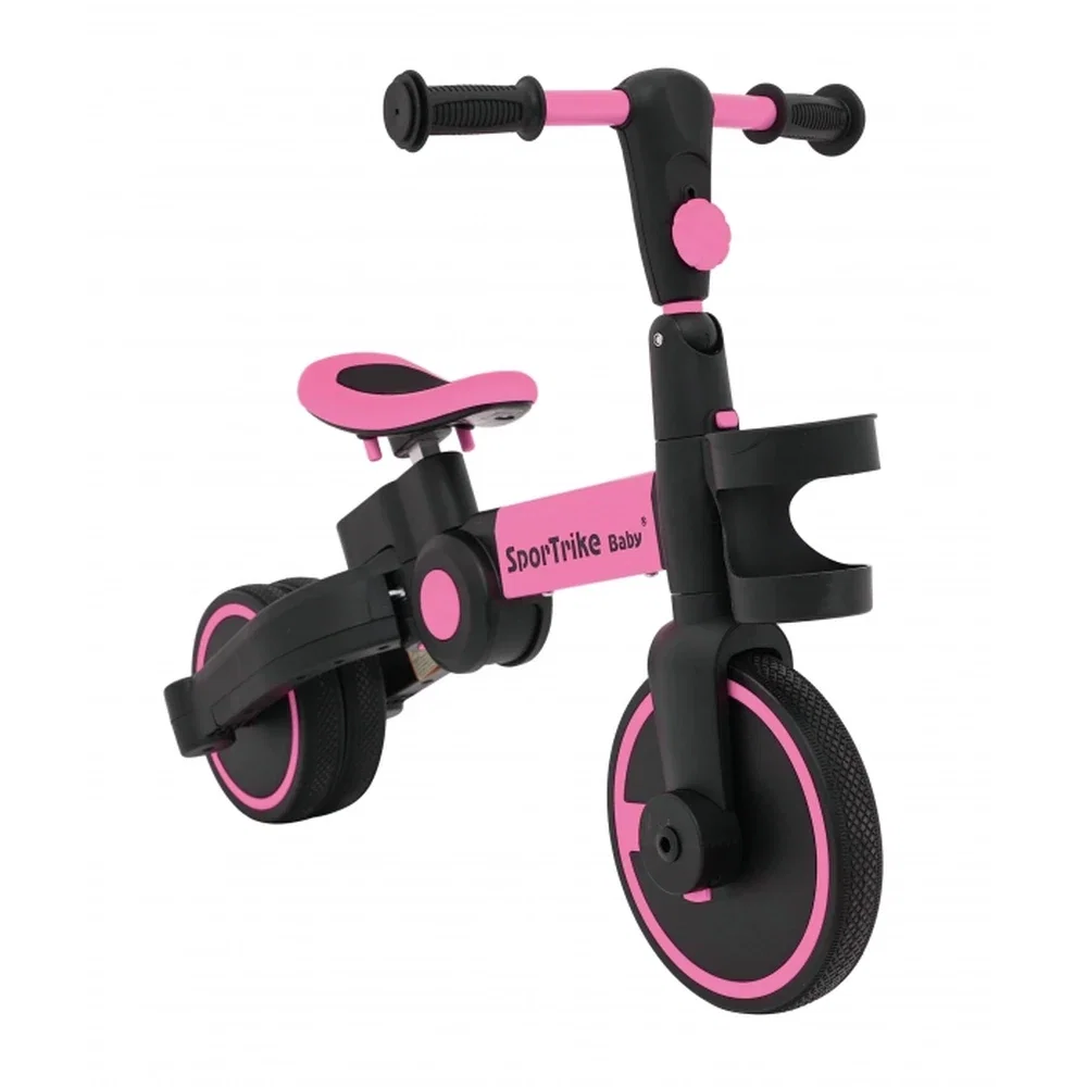 Tricicleta cu pedale 3 in 1 si roti din cauciuc SporTrike - Roz [11]